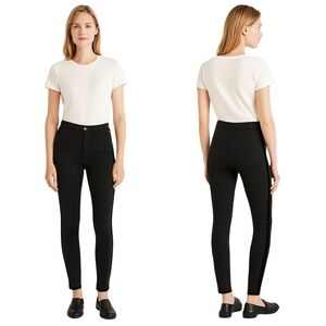 MADEWELL 9 Inch High Rise Skinny Jeans Size 26 Black Velvet Tuxedo Stripe